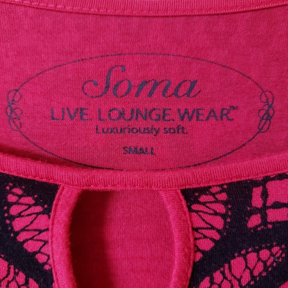 Soma Womens Red Soft Jersey Keyhole Neck Tunic Blouse Top Size S - Picture 8 of 8